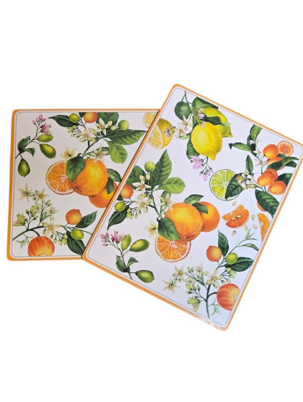 NWT 2 Williams Sonoma Citrus Hardmat Cork Place Mat 12" X 16"  Oranges Lemons